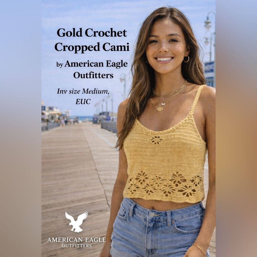 American Eagle Outfitters Gold Cropped Cut Out Tank Top